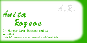 anita rozsos business card